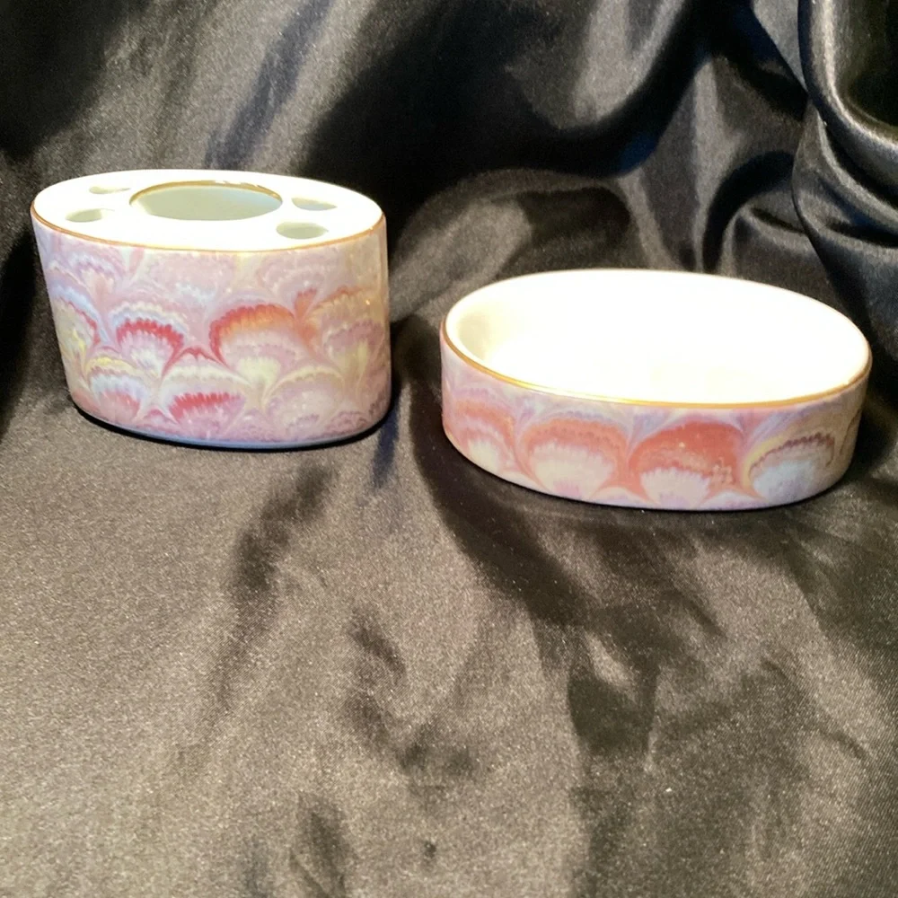 Vintage Mikasa Soap dish and Toothbrush Holder